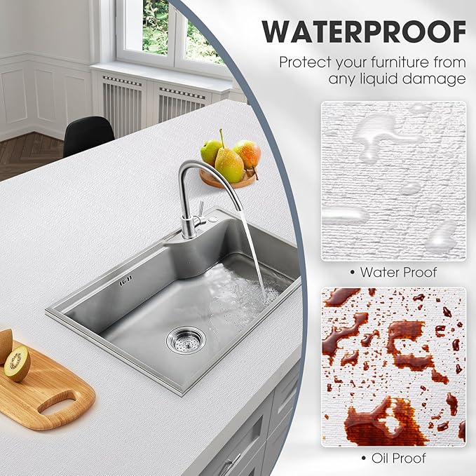 Drawer and Shelf Liner, Non-Slip Kitchen Cabinet Liners Non-Adhesive Thick Strong Grip Waterproof Washable Mats Protect Dresser Shelves Cupboard Bathroom Cabinets, White, 12 in X 20 FT