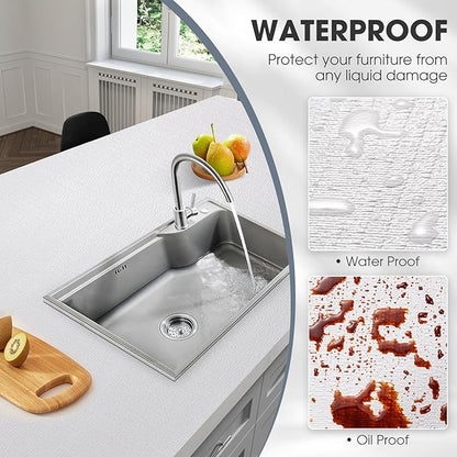 Drawer and Shelf Liner, Non-Slip Kitchen Cabinet Liners Non-Adhesive Thick Strong Grip Waterproof Washable Mats Protect Dresser Shelves Cupboard Bathroom Cabinets, White, 12 in X 30 FT