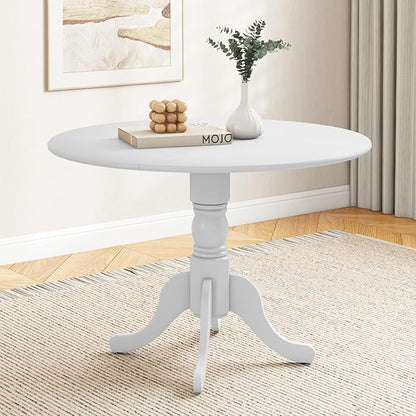 Giantex 39-Inches Round Dining Table for 4, Rubber Wood Kitchen Table for Dinette Dining Room, Living Room, Restaurant, Dinner, 220 Lbs Capacity (White)