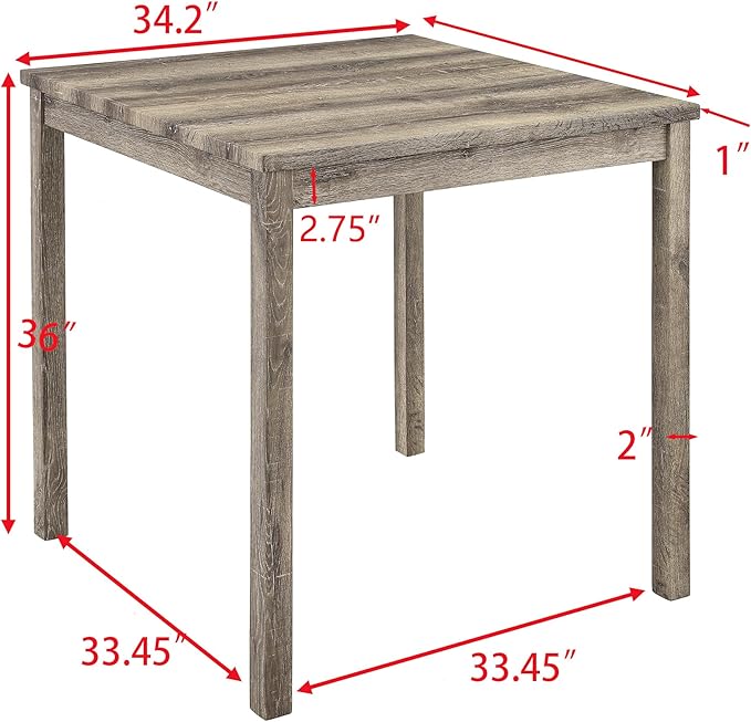 KEIKI 5 Piece Industrial Dining Table Set with 4 Upholstered Bar Stools, Counter Height Kitchen Table and Chairs Set, Space-Saving Breakfast Table Set for Dining Room, Living Room, Apartment, Brown