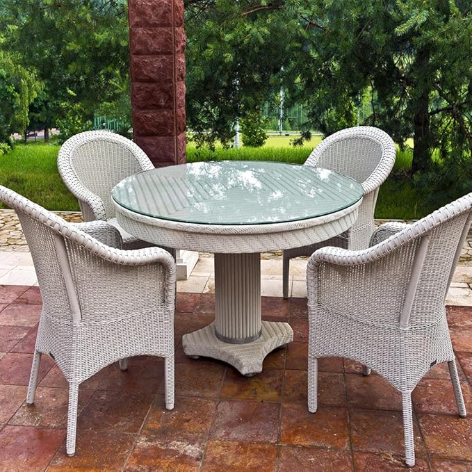Dulles Glass 27 inch Round Glass Table Top - Tempered - 1/2" Thick Glass Surface, Safe Beveled Edge, Multipurpose for Dining Table, Patio, Coffee and End Table