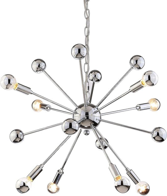 JONATHAN Y 22.5" Chrome 8-Light Metal Sputnik Chandelier, Adjustable Height Hanging Fixture for Living Room Dining Room Bedroom, Modern Transitional, LED Bulbs Included JYL9017A