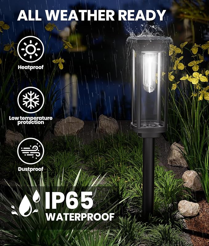 NEWMESSI 12 Pack Solar Pathway Lights Outdoor,Super Brightness IP65 Waterproof Auto On/Off Solar Path Lights, Garden Solar Powered Landscape Lighting for Outside Yard Garden Driveway Walkway Decor