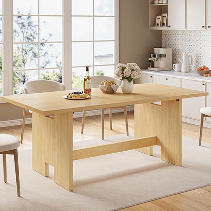 Jocoevol 63" Folding Dining Table for 4-6, Modern Dining Room Table with Large Foldable Tabletop, Wood Folding Table with Foldable Legs, Dinner Tables for Kitchen Dining Room (Natural)