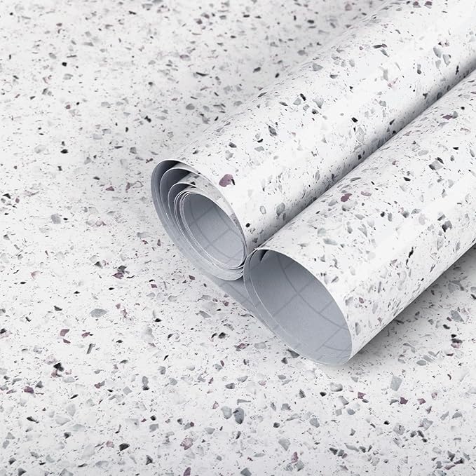 Decoroom Granite Contact Paper for Countertops, 17.7" x 118", Thickened Glossy Waterproof Peel and Stick, Self-Adhesive Marble Wallpaper for Kitchen, Bathroom, Cabinets, and Countertop Refinishing