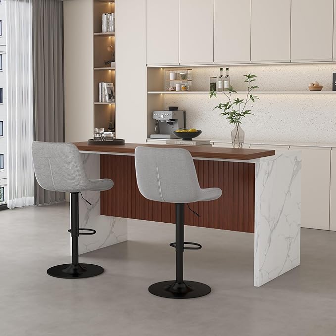 Runboll 63" Large Island Table Set with 2 Bar Stools, Modern Faux Marble Dining Table Set with Multi-Color LED Lights, Kitchen Island with Grille Design for Dining Room, Home, Office, Living Room