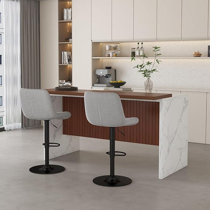 Runboll 63" Large Island Table Set with 2 Bar Stools, Modern Faux Marble Dining Table Set with Multi-Color LED Lights, Kitchen Island with Grille Design for Dining Room, Home, Office, Living Room