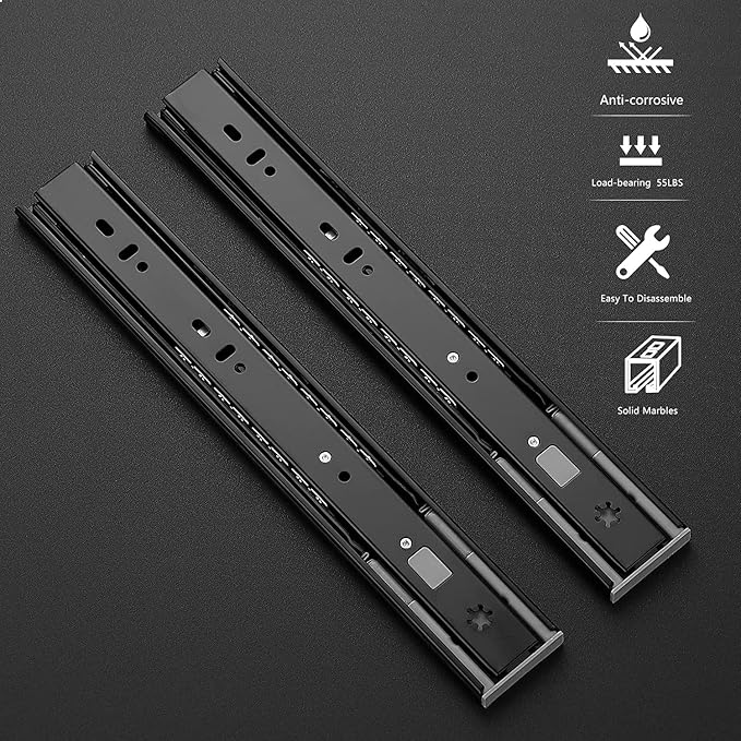 Ravinte 12 Inch Soft Close Drawer Slides 10 Pairs 20 Pack Black Full Extension Ball Bearing Drawer Glide Side Mount