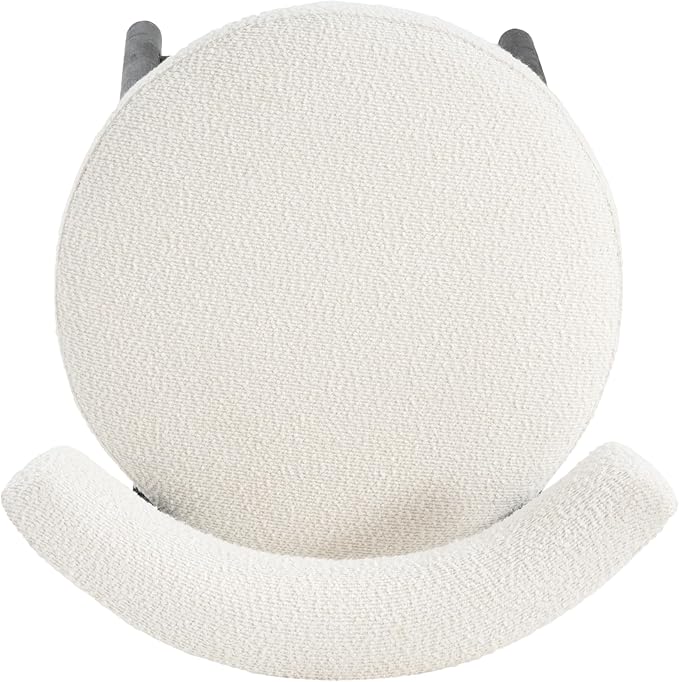 Christopher Knight Home Annes Counter Height Bar Stools Set of 2, Boucle Fabric Round Bar Stool for Kitchen Island, Wooden Dining Room Chair, Counter Stool with Footrest, Black+Milky White