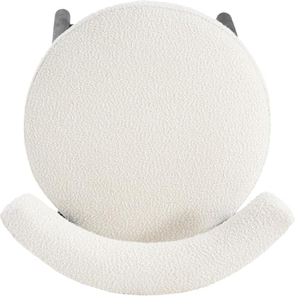 Christopher Knight Home Annes Counter Height Bar Stools Set of 2, Boucle Fabric Round Bar Stool for Kitchen Island, Wooden Dining Room Chair, Counter Stool with Footrest, Black+Milky White