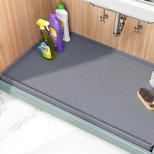 TigeJoy 34" x 22" Under Sink Mats for Kitchen Waterproof, Leak-Proof Silicone Mat Sink Protector and Cabinet Liner, Kitchen Essentials Organizer and Storage, Boot or Shoe Tray, Pet Feeding Mat
