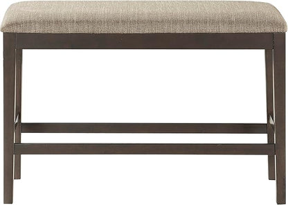 Lexicon Baronscourt Farmhouse Small Entryway Bench - 39 Inch, Upholstered Counter Height Solid Wood Frame, Padded Top, Easy Assembly , 26"Seat Height, Farmhouse End of Bed Bench For Bedroom,Dark Brown