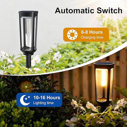 Solar Pathway Lights Outdoor,12 Pack Warm Garden Lights Solar Powered Waterproof IP65,Auto On/Off Outdoor Light for Lawn Patio Walkway Driveway Decor Landscape Lighting