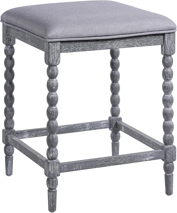 Harper & Bright Designs 26''Counter Stools,Set of 2 with Upholstered Seat, Solid Acacia Wood Frame, Foam-Padded Seat, Open Airy Design for Kitchen Island and Bar, Gray
