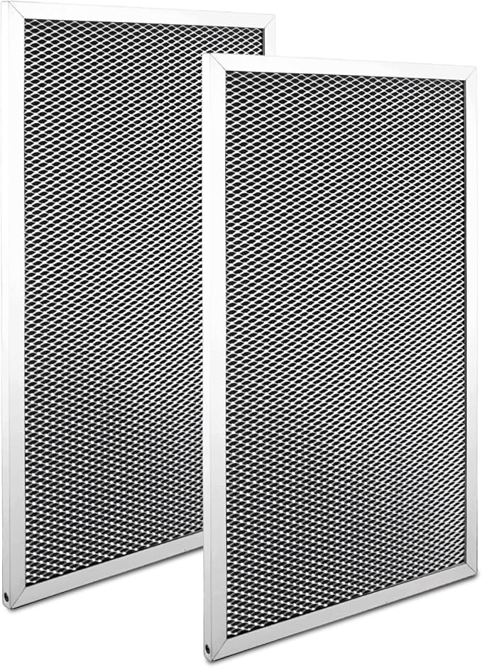 Range Hood Charcoal Carbon Vent Filter Replacement, Activated Carbon Air Filter for Ductless Kitchen Use, Aluminum Frame, 9 x 16 x 0.37 Inches, 2 Pack