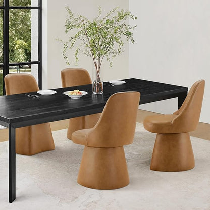 KISLOT Swivel Dining Chairs Set of 1, Upholstered Mid Century Modern Deskchair with High Back, Faux Leather Kitchen Chairs for Dining Room, Bedroom, Dressing Room, Brown