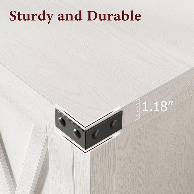 GarveeHome Small Storage Cabinet, Farmhouse Sideboard Buffet Cabinet with 2 Doors and Adjustable Shelves, Accent Entryway Console Cabinets for Living Room, Dining Room (White, 2 Pieces)
