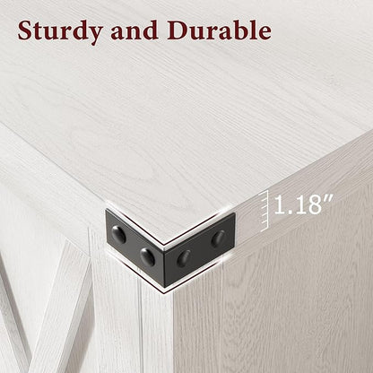 GarveeHome Small Storage Cabinet, Farmhouse Sideboard Buffet Cabinet with 2 Doors and Adjustable Shelves, Accent Entryway Console Cabinets for Living Room, Dining Room (White, 2 Pieces)