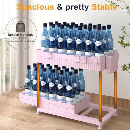 Sevenblue 3 Pack Under Sink Organizers, 2-Tier Multi-Use Kitchen and Bathroom Organizers and Storage with Sliding Drawers, Bathroom Cabinet Organizer (Pink, 12.8 Inch)
