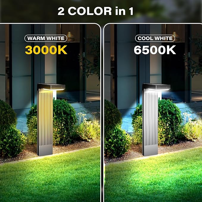 COXSENI Solar Pathway Lights Outdoor 6Pack, 2 Color in 1 Motion Sensor Walkway Lights 400LM with Warm/Cool White, 12H Lasting, IP65 Waterproof Solar Landscape Lighting for Garden, Yard
