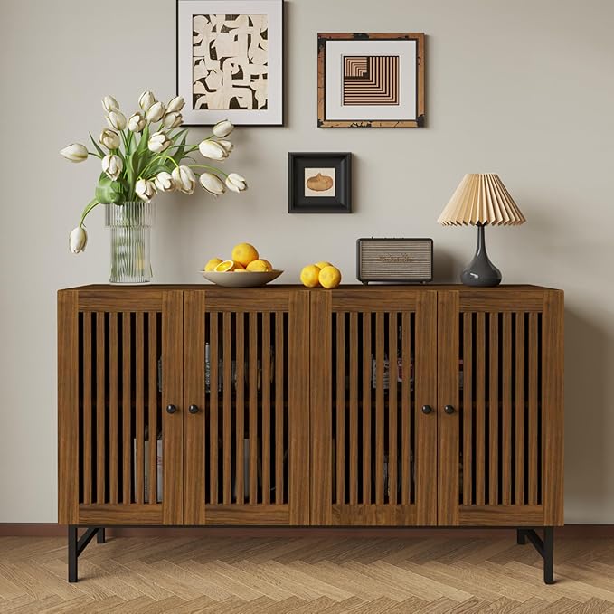 Gyger Buffet Storage Cabinet with 4 Doors,Kitchen Sideboard with Storage,Coffee Bar Cabinet for Kitchen,Living Room,Natural