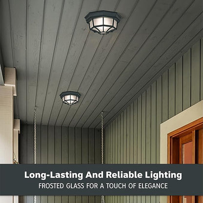 DESIGNERS FOUNTAIN 2067-BK Builder Cast Outdoor Flush Mount Ceiling Light,10.5 in W,Black,(Pack of 6)