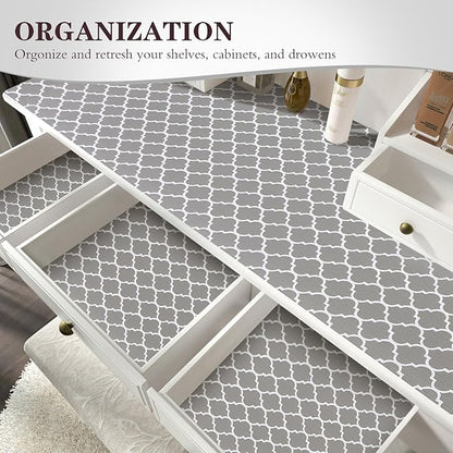 Drawer and Shelf Liner, Non-Slip Kitchen Cabinet Liners Non-Adhesive Thick Strong Grip Waterproof Washable Mats Protect Dresser Shelves Cupboard Bathroom Cabinets, Gray, 18 in X 20 FT