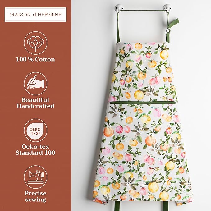 Maison d' Hermine 100% Cotton Apron for women with Pocket Kitchen Chef Apron for Men Cooking Mothers Day Gifts