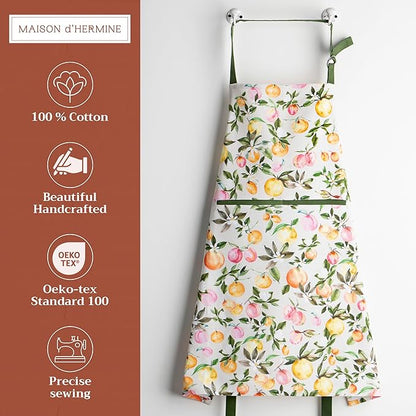 Maison d' Hermine 100% Cotton Apron for women with Pocket Kitchen Chef Apron for Men Cooking Mothers Day Gifts