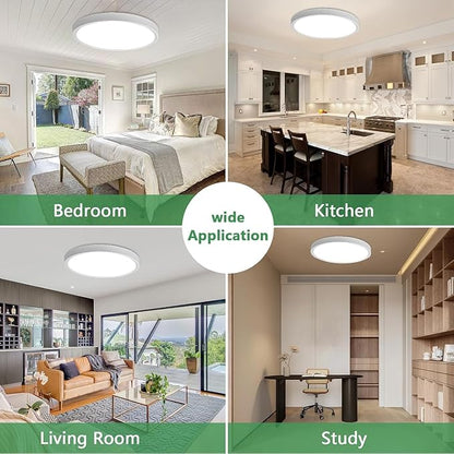 24 Inch Large LED Flush Mount Ceiling Light, 50W,5480LM, 3000K/4000K/6000K CCT Selectable,White Round Flat Panel Low Profile Ceiling Light Fixtures for Hallway, Kitchen, Bedroom, Laundry Room