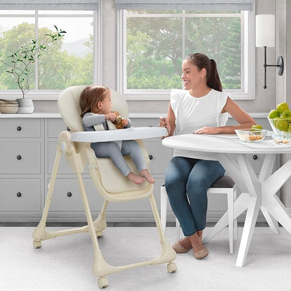 Little Folks by Delta Children 2-in-1 SlimFold High Chair for Babies and Toddlers, Cream