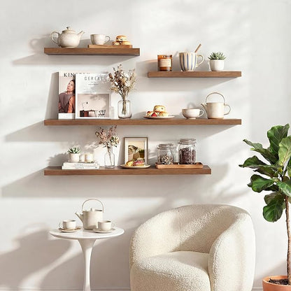 Dreamland 30 Inches Floating Shelves for Wall, 9.3" Deep Long Floating Shelves Set of 2, Large Display & Storage Shelf, Wall Shelf for Bathroom Bedroom Living Room Kitchen Office, Walnut