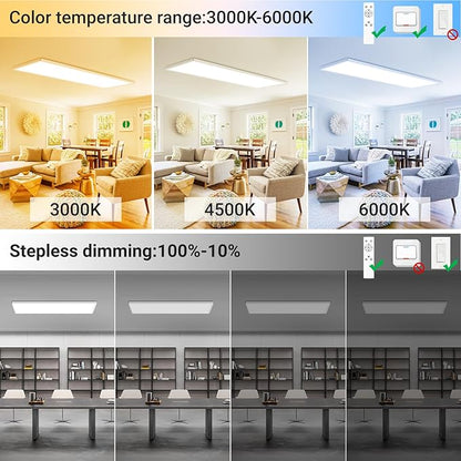 zemty LED Flat Panel Light with Remote 31.4x9.8 Inch, 36W 3800LM 3000K-6000K Adjustable Color Temperature, Dimmable Flush Mount Ceiling Light Fixture for Kitchen Bedroom Garage