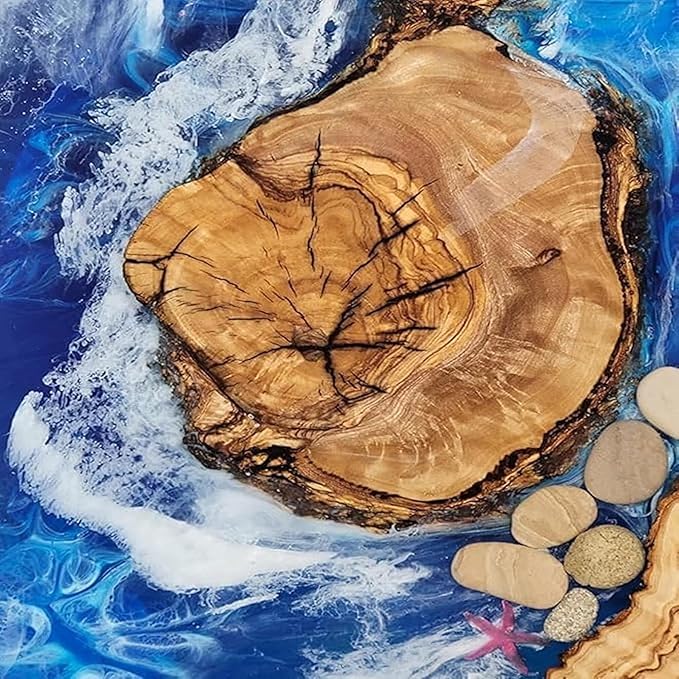 RESINHOMEFURNITURE Soild Blue Ocean Inspired Island Epoxy Resin Dining Table Console Table Living Room Table Patio Table Kitchen Table Coffee Table Centre Table Bar Counter Table Side/End Table