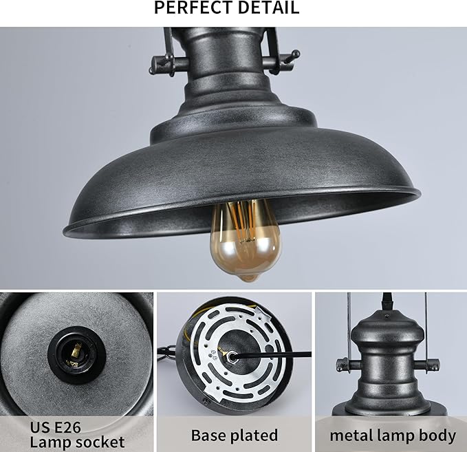 12.2" Hand-Painted Bronze Industrial Farmhouse Pendant Light, Modern Rustic Dome Hanging Ceiling Lighting Fixture for Bar, Cafe & Dining Room