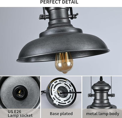 12.2" Hand-Painted Bronze Industrial Farmhouse Pendant Light, Modern Rustic Dome Hanging Ceiling Lighting Fixture for Bar, Cafe & Dining Room