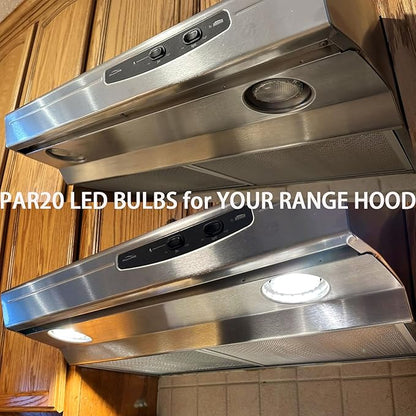 Drart PAR20 LED Range Hood Light Bulbs Under Hood, 60W Incandescent Stove Light Bulbs Replacement, 7W LED Appliance Bulbs Stove Hood, E26 Dimmable 3000K 595LM (Pack of 2)