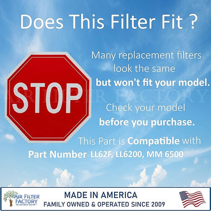 Air Filter Factory LL62F, LL6200, MM 6500 Compatible For Broan Nutone Aluminum Grease Mesh Charcoal Carbon Combo Range Hood Filter (Pack of 2)