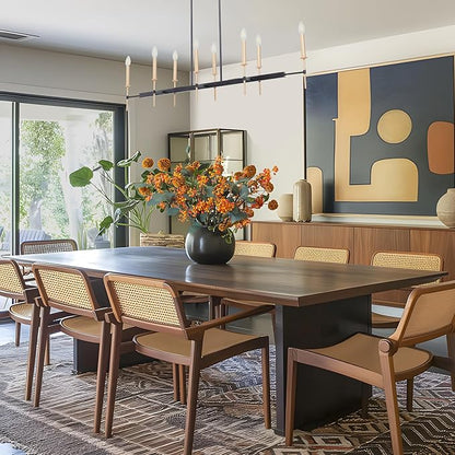 KSANA Black and Gold Chandelier, Modern Linear Dining Room Chandelier Light Fixture, Large 48.5” 8-Light Kitchen Island Lighting for Living Room