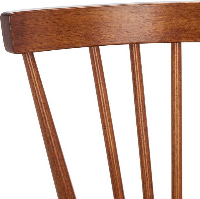 SAFAVIEH Home Collection – Winona Set of 2 Walnut Windsor Farmhouse Dining Chairs, Spindle Back Wood Chairs, Classic Casual Seating (DCH8500G-SET2)