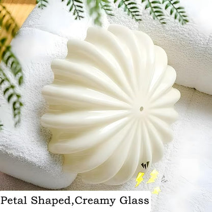 LED Flush Mount Vintage Yellow Glass Hallway Ceiling Lamp - Mid Century Overhead Light with Ribbed Glass Shade - Farmhouse Ceiling Light for Nursery, Kids Room, Bedroom, Bathroom