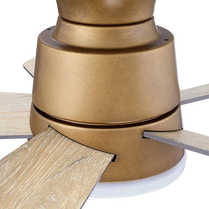 24" Mini Flush Mount Ceiling Fan with Light and Remote, 5-Blade Small Ceiling Fan for Bedroom Kitchen Office, Reversible AC Motor, Hugger Low Profile Fan with 3000K LED Light，Gunmetal Brown