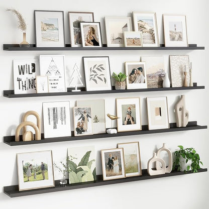FLYJOE Floating Picture Ledge Shelves for Wall Set of 4, 72 Inch Wall Shelves with Lip Long Large Nursery Book Shelf for Toys Storage Kids Bookshelf Wall Mounted Living Room Bedroom Decor Frames