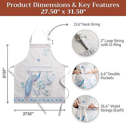Maison d' Hermine 100% Cotton Apron for women with Pocket Kitchen Chef Apron for Men Cooking Mothers Day Gifts