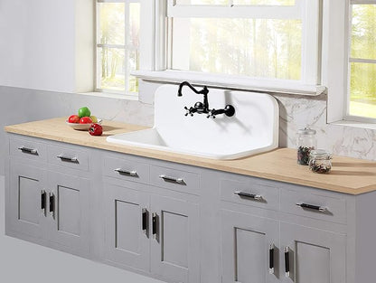 Kingston Brass GKTA3620198 Arcticstone 36-Inch Solid Surface Top-Mount Kitchen Sink with Backsplash, Matte White