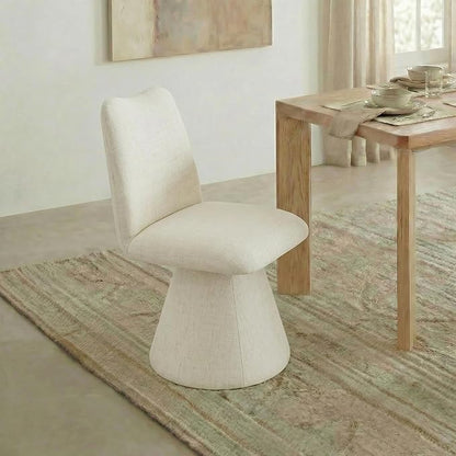 KISLOT Swivel Dining Chairs Set of 1, Modern Upholstered Dining Chair Mid Century Kitchen Chairs with High Back, 360 Degree Rotating Vanity Chair for Dining Room, Bedroom, Farmhouse, Beige