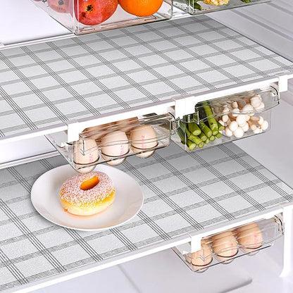Coavas Shelf and Drawer Liner, Non Slip Extra Grip Non Adhesive Waterproof Thickened Cabinet Mat, Easy Cut for Kitchen Pantry Bathroom Dresser Cupboard (Stripe, 12IN x 10FT)