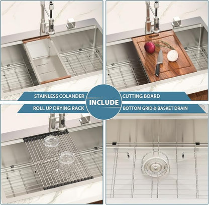 33 Inch Drop In Kitchen Sink 33x22 Inch Topmount Stainless Steel Sink Workstation16 Gauge Single Bowl 9 Inch Deep Basin