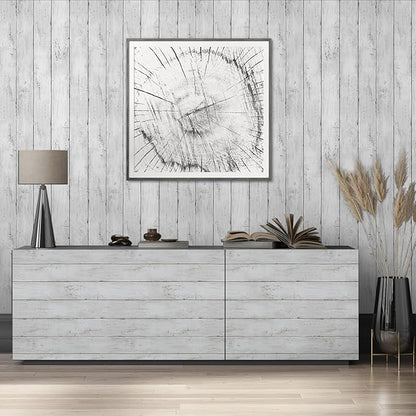White Grey Wood Paper 17.71 in X 205 in Self-Adhesive Removable Peel and Stick Wallpaper Decorative Wall Covering Vintage Wood Panel Interior Film Surfaces