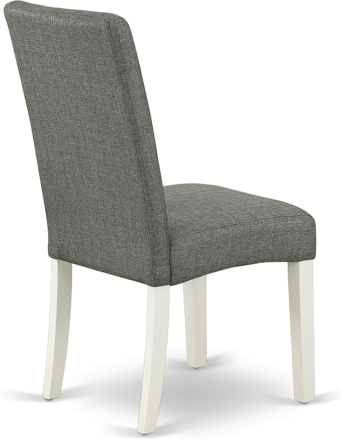East West Furniture DRP2T07 Driscol Parson Dining Chairs - Gray Linen Fabric Padded Chairs, Set of 2, Linen White
